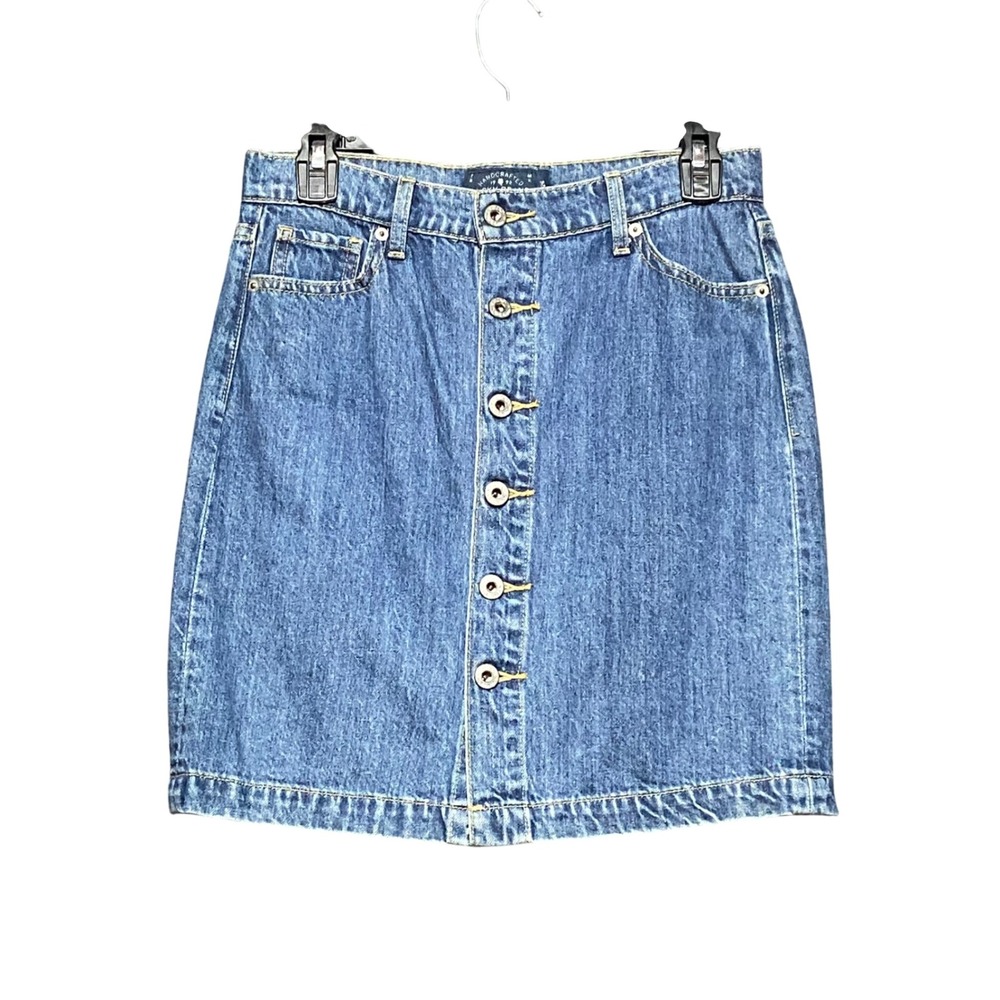 Lucky Brand Women's Blue Denim High Rise Button Front Pencil Mini Skirt 2/26